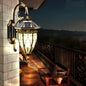 Traditional European Solar Waterproof Aluminum Glass Lantern Flower Mansion Pattern 1-Light LED Wall Sconce Lamp For Outdoor Patio