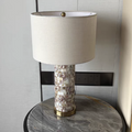 Contemporary Creative Shell Patch Fabric Iron Cylinder 1-Light Table Lamp For Bedside