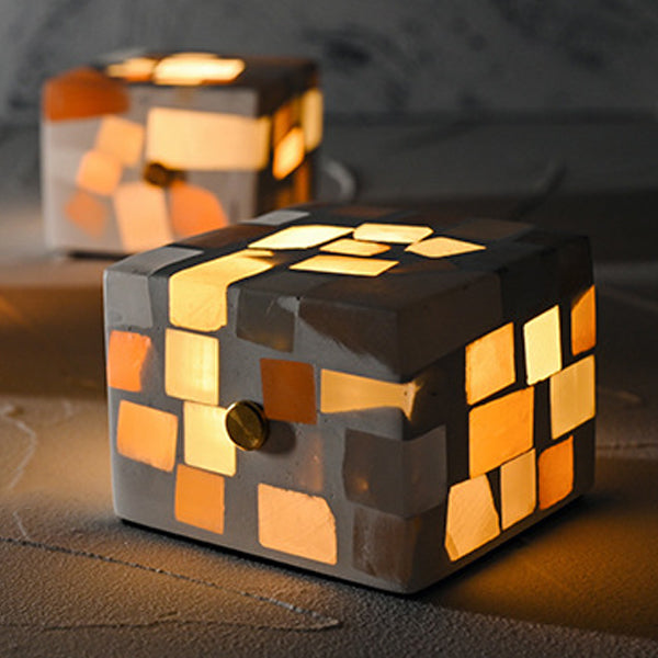 Contemporary Creative Rechargeable Natural Ore Plaster Cube Broken LED Table Lamp Night Light For Bedside