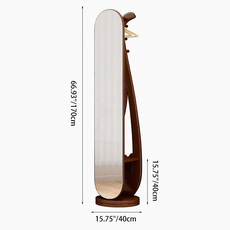 Pipa Round Rotating Floor Mirror
