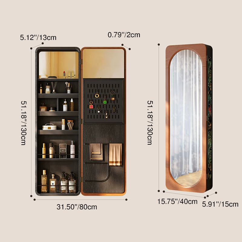 French Full-Length Mirror Cabinet, Hidden Storage