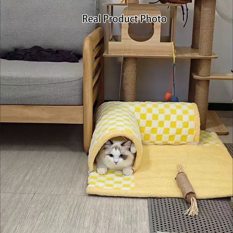 Arctic Velvet Tunnel Cat Bed