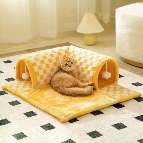 Arctic Velvet Tunnel Cat Bed