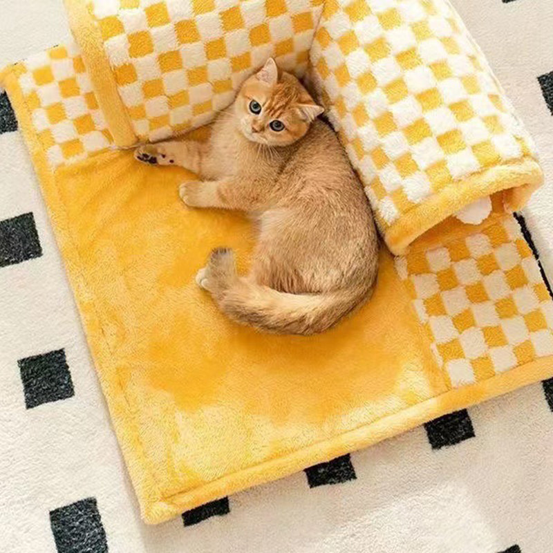 Arctic Velvet Tunnel Cat Bed