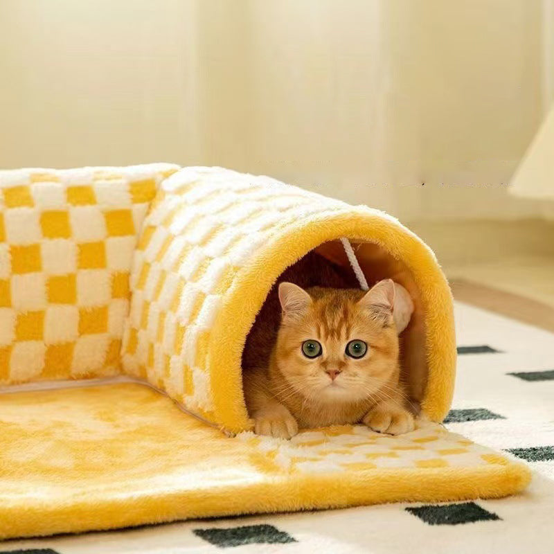 Arctic Velvet Tunnel Cat Bed