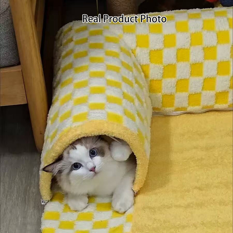 Arctic Velvet Tunnel Cat Bed