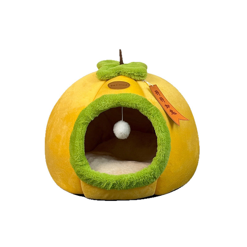 Persimmon-Shaped Velvet Cat Bed