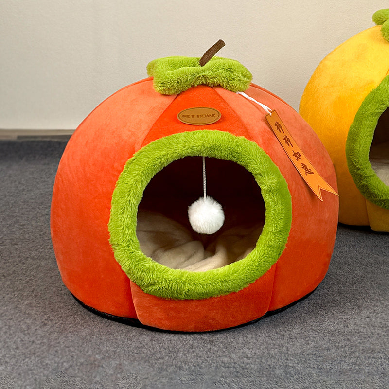 Persimmon-Shaped Velvet Cat Bed