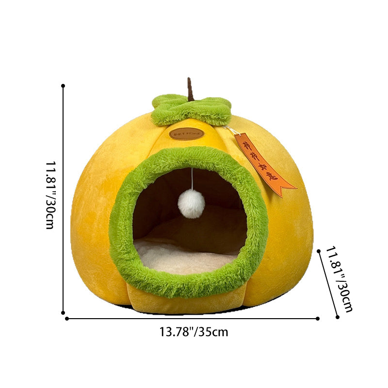 Persimmon-Shaped Velvet Cat Bed