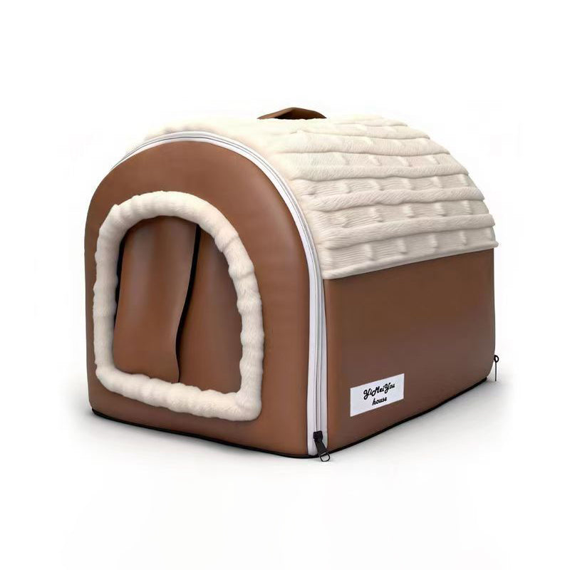 Velvet Faux Leather Arch Cat Bed