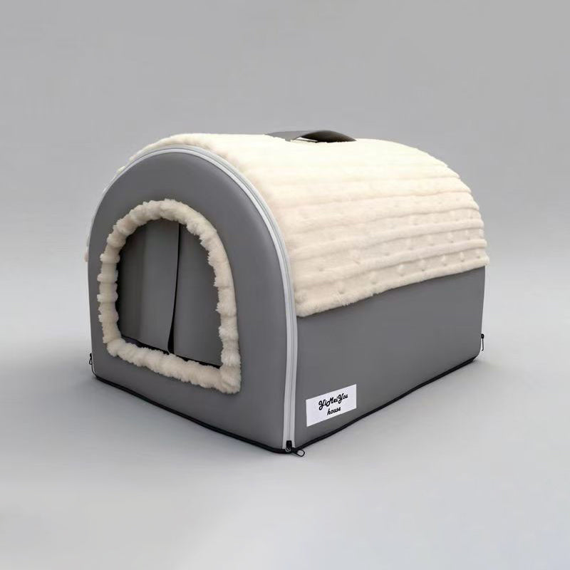 Velvet Faux Leather Arch Cat Bed