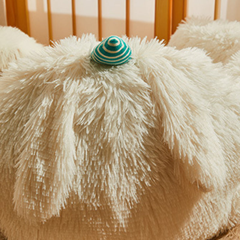 Round Velvet Cartoon Cat Bed