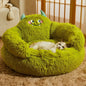 Round Velvet Cartoon Cat Bed
