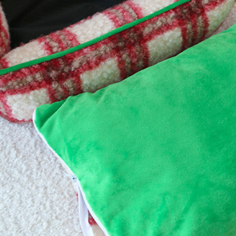 Short Velvet Cat Bed with Removable Pad