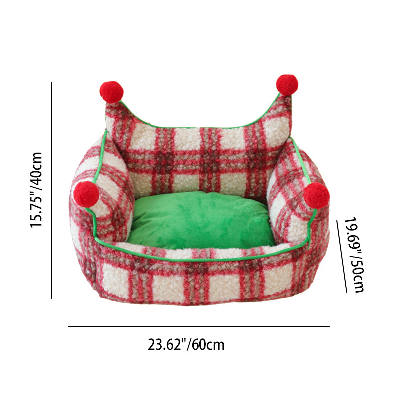 Short Velvet Cat Bed with Removable Pad