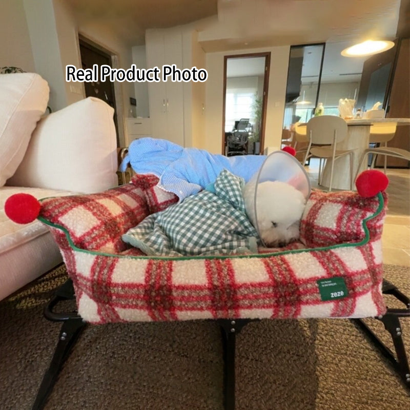 Short Velvet Cat Bed with Removable Pad