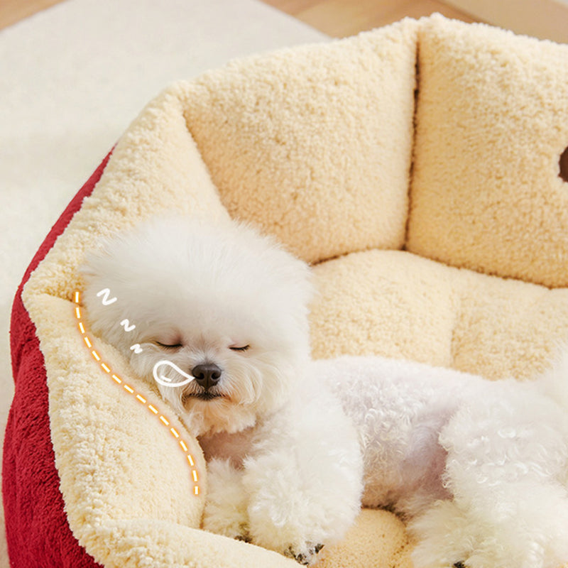 Apple-Shaped Velvet Cat Bed