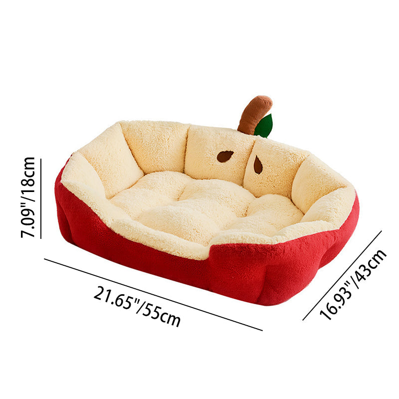 Apple-Shaped Velvet Cat Bed