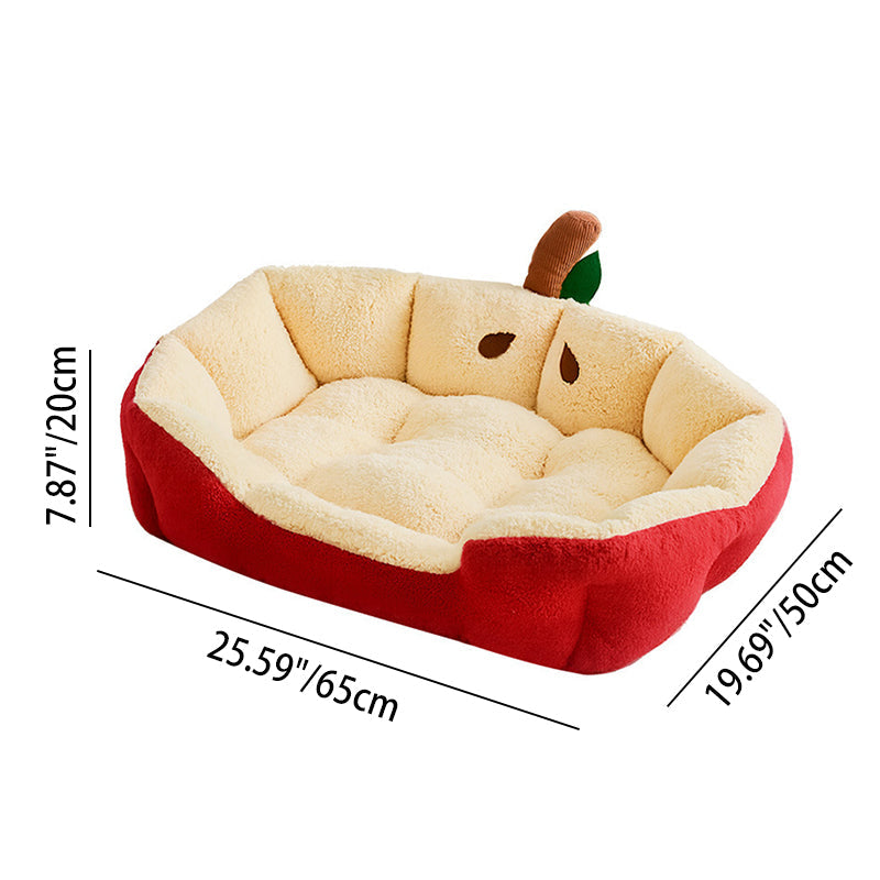Apple-Shaped Velvet Cat Bed