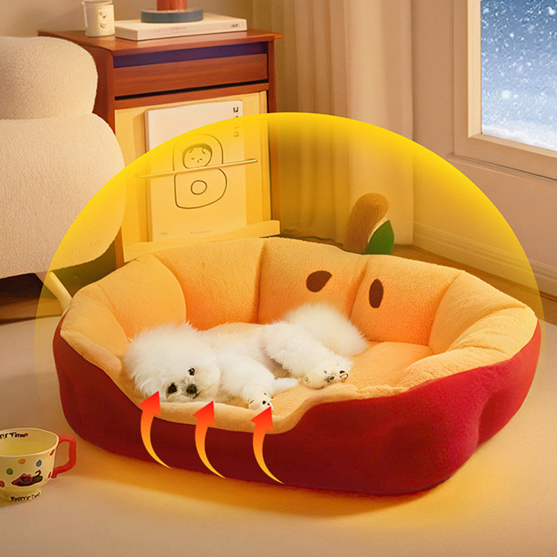 Apple-Shaped Velvet Cat Bed