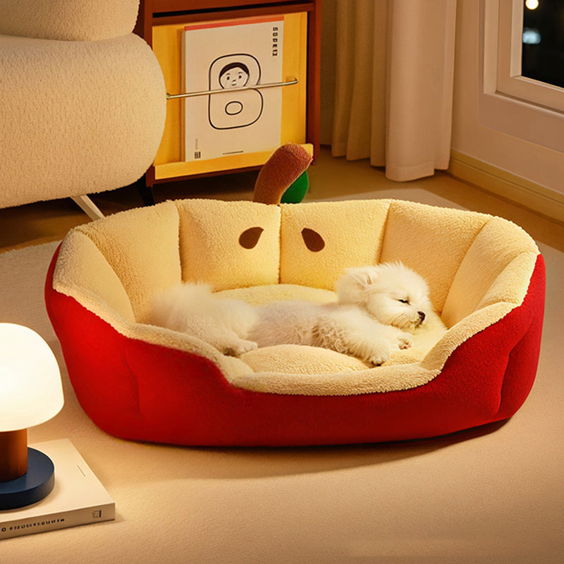 Apple-Shaped Velvet Cat Bed