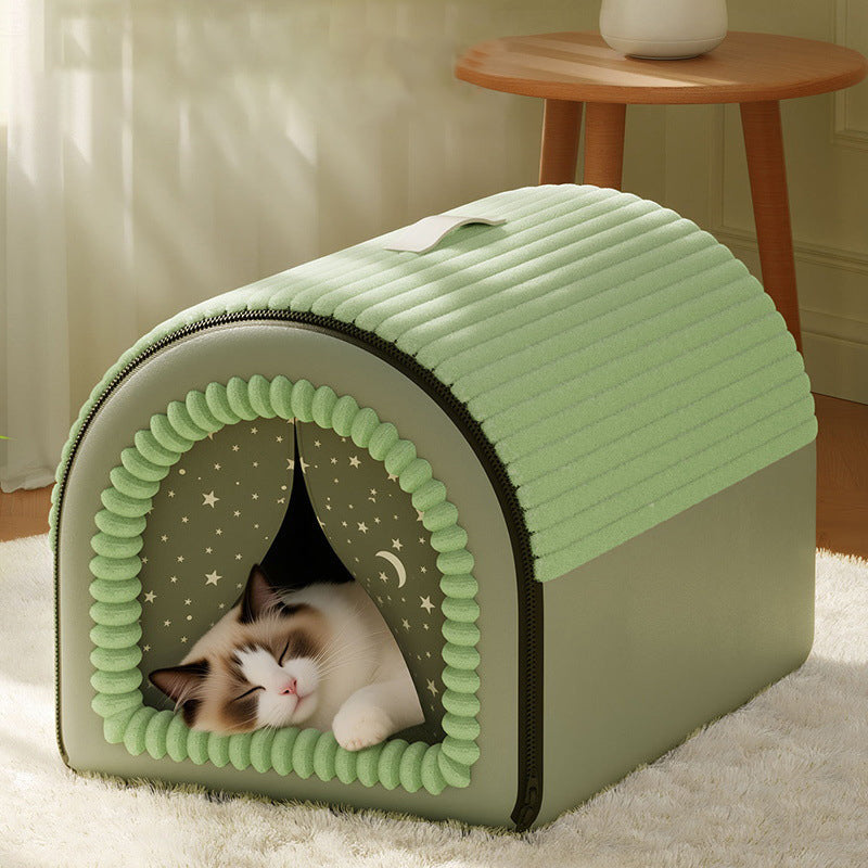 Foldable Velvet Arch Cat Bed