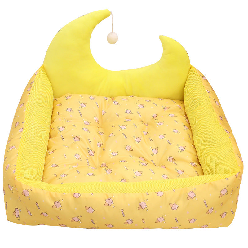 Moon-Shaped Cat Bed with Toy Ball