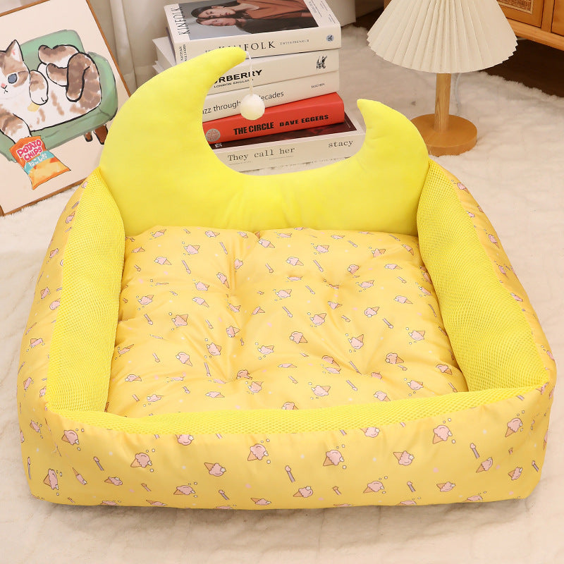 Moon-Shaped Cat Bed with Toy Ball