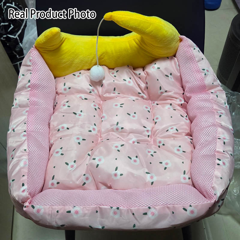 Moon-Shaped Cat Bed with Toy Ball