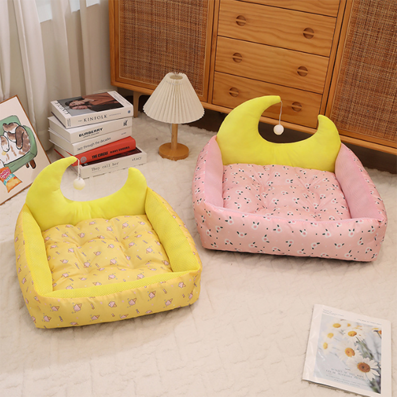 Moon-Shaped Cat Bed with Toy Ball