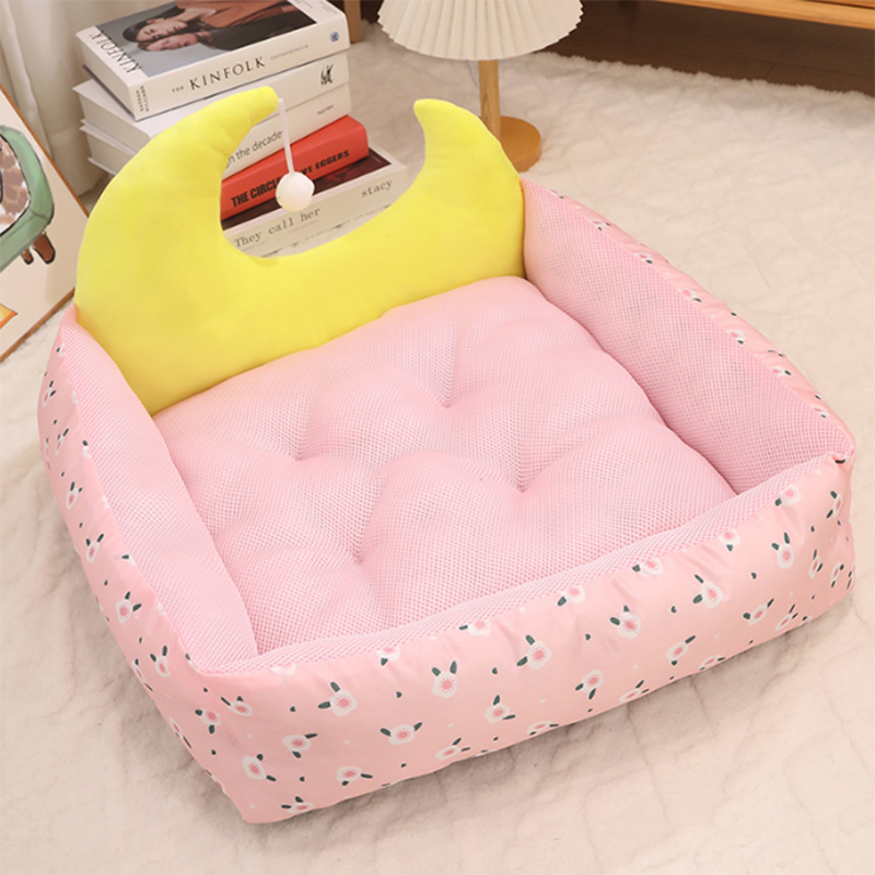 Moon-Shaped Cat Bed with Toy Ball