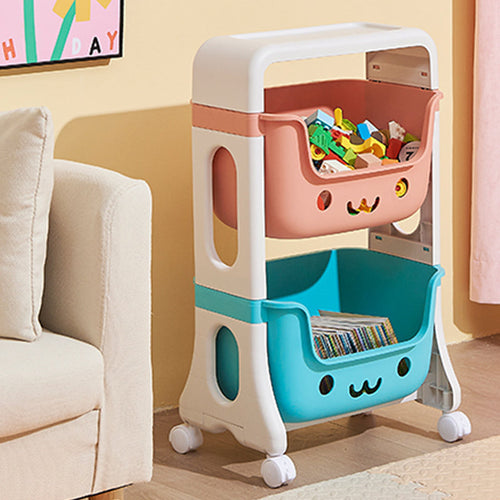Cat-Shaped Kids Storage Rack on Wheels