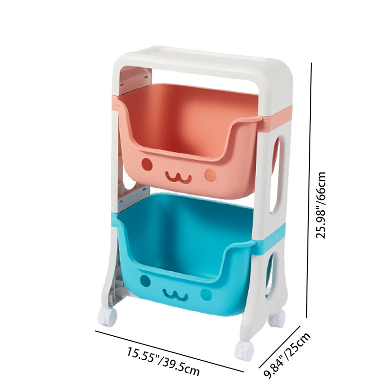 Cat-Shaped Kids Storage Rack on Wheels