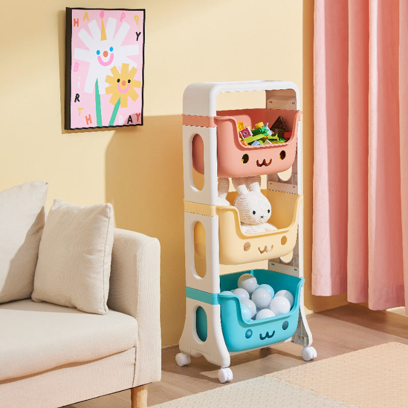 Cat-Shaped Kids Storage Rack on Wheels