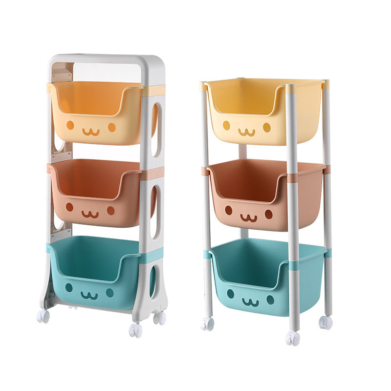 Cat-Shaped Kids Storage Rack on Wheels