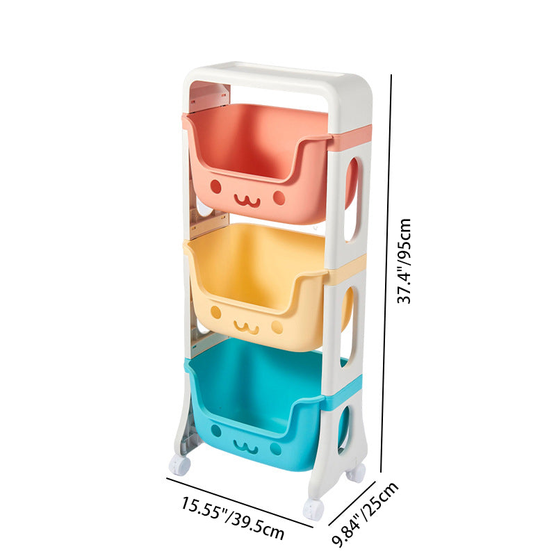 Cat-Shaped Kids Storage Rack on Wheels