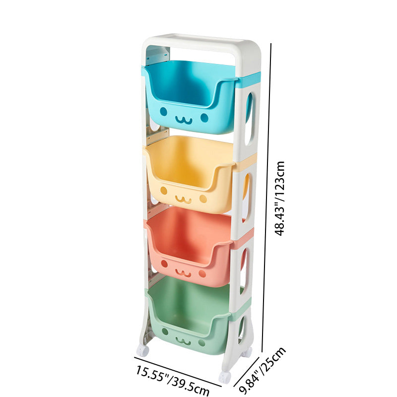 Cat-Shaped Kids Storage Rack on Wheels