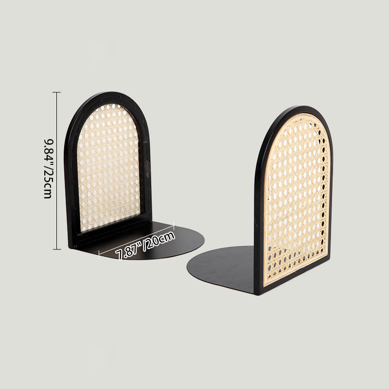 Vintage Rattan & Iron Desktop Bookshelf