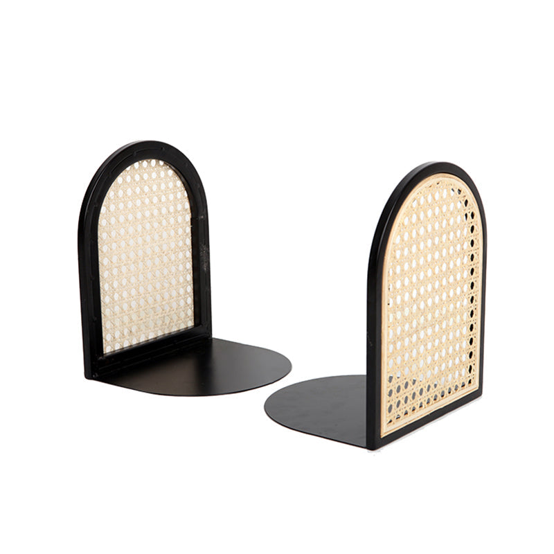 Vintage Rattan & Iron Desktop Bookshelf