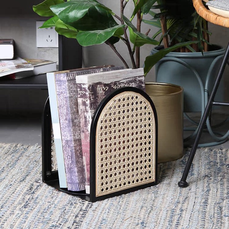 Vintage Rattan & Iron Desktop Bookshelf
