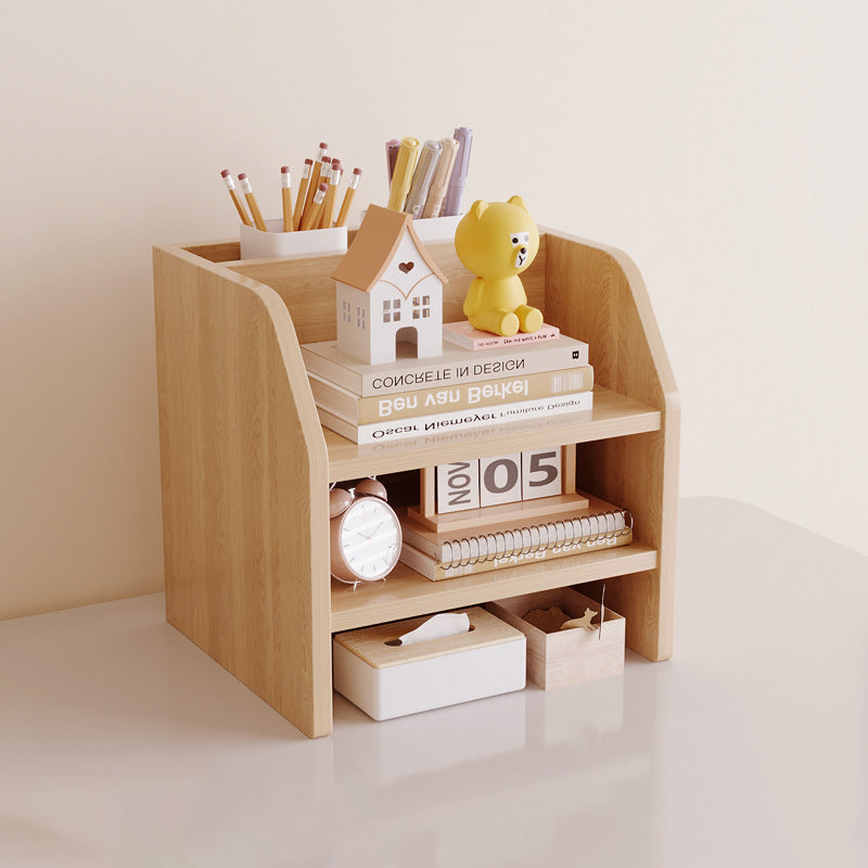 Scandinavian Wood Desktop Shelf with Drawer