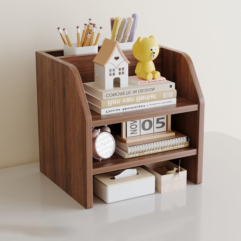 Scandinavian Wood Desktop Shelf with Drawer