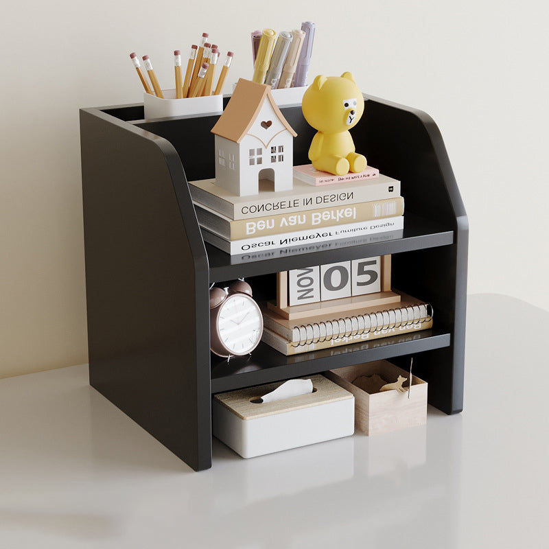 Scandinavian Wood Desktop Shelf with Drawer