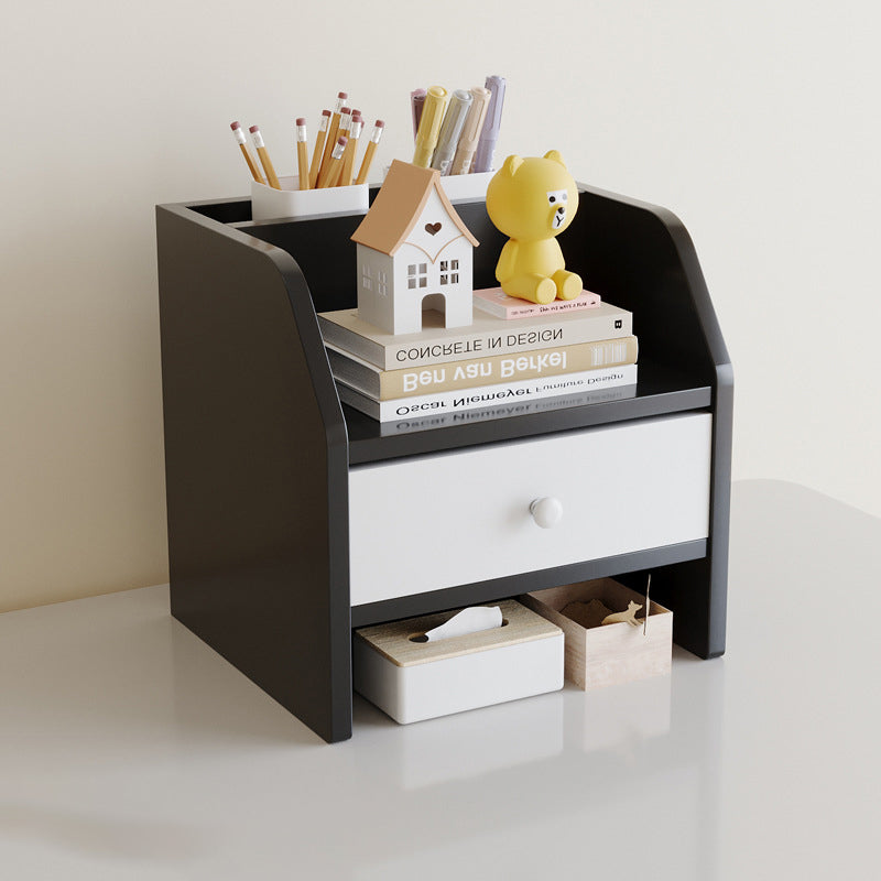 Scandinavian Wood Desktop Shelf with Drawer