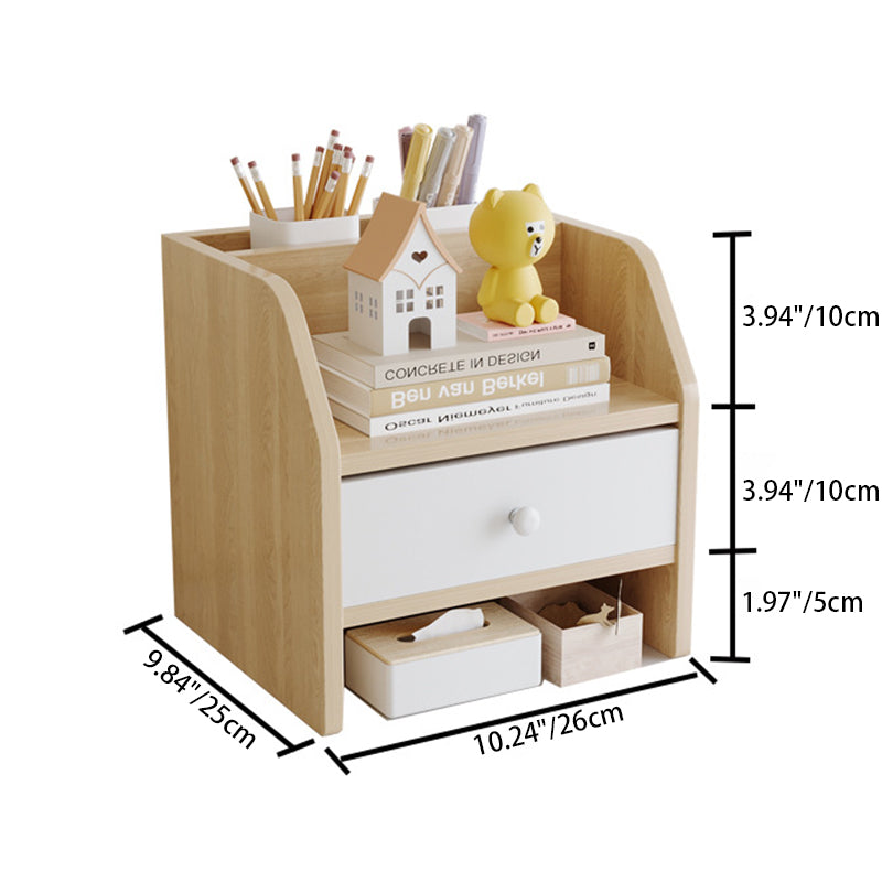 Scandinavian Wood Desktop Shelf with Drawer