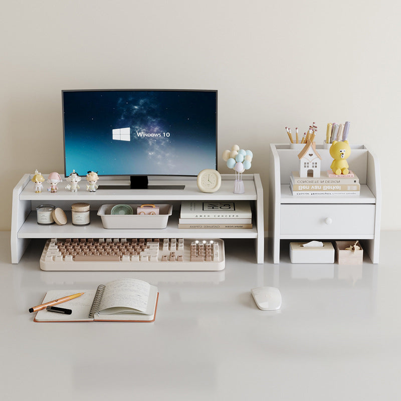 Scandinavian Wood Desktop Shelf with Drawer
