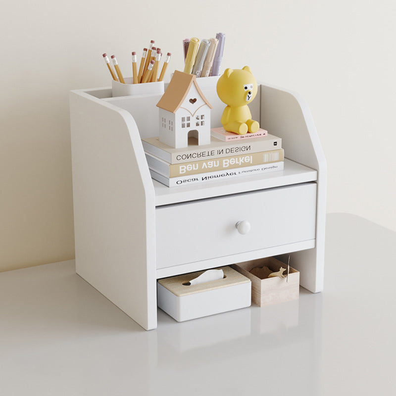 Scandinavian Wood Desktop Shelf with Drawer
