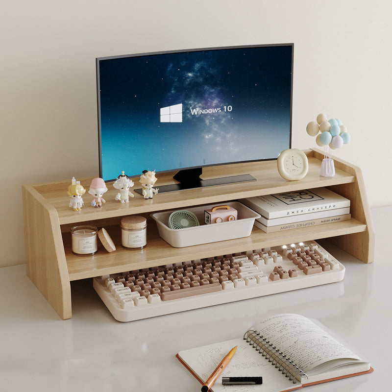 Scandinavian Wood Desktop Shelf with Drawer