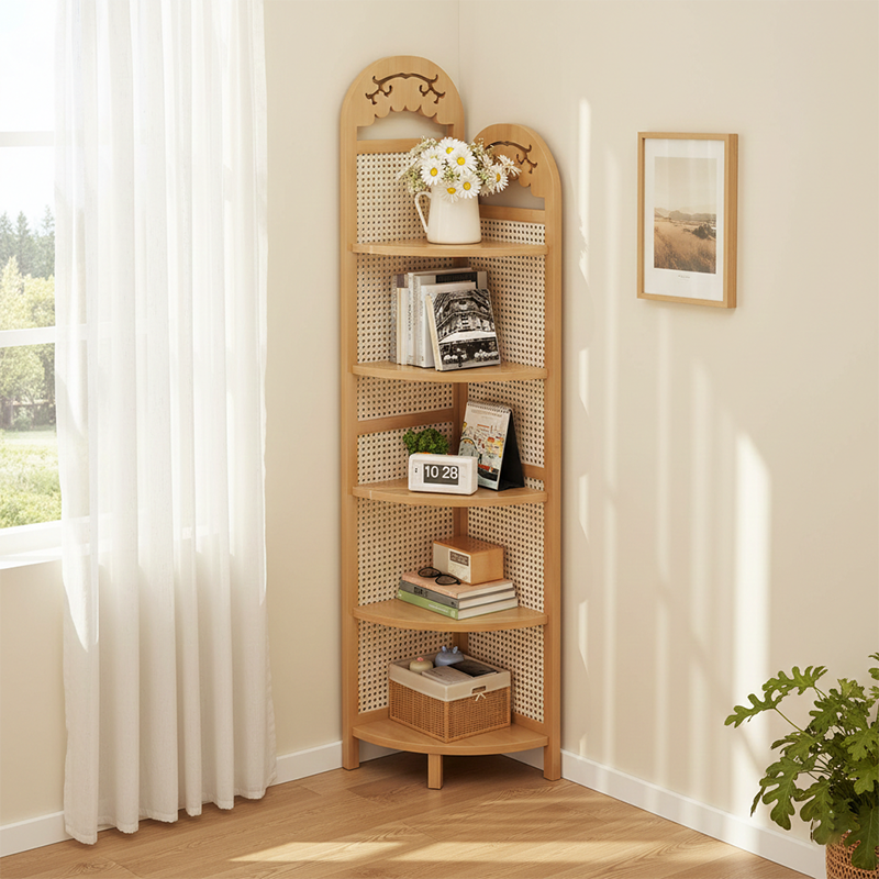 Bamboo Fan Corner Shelf