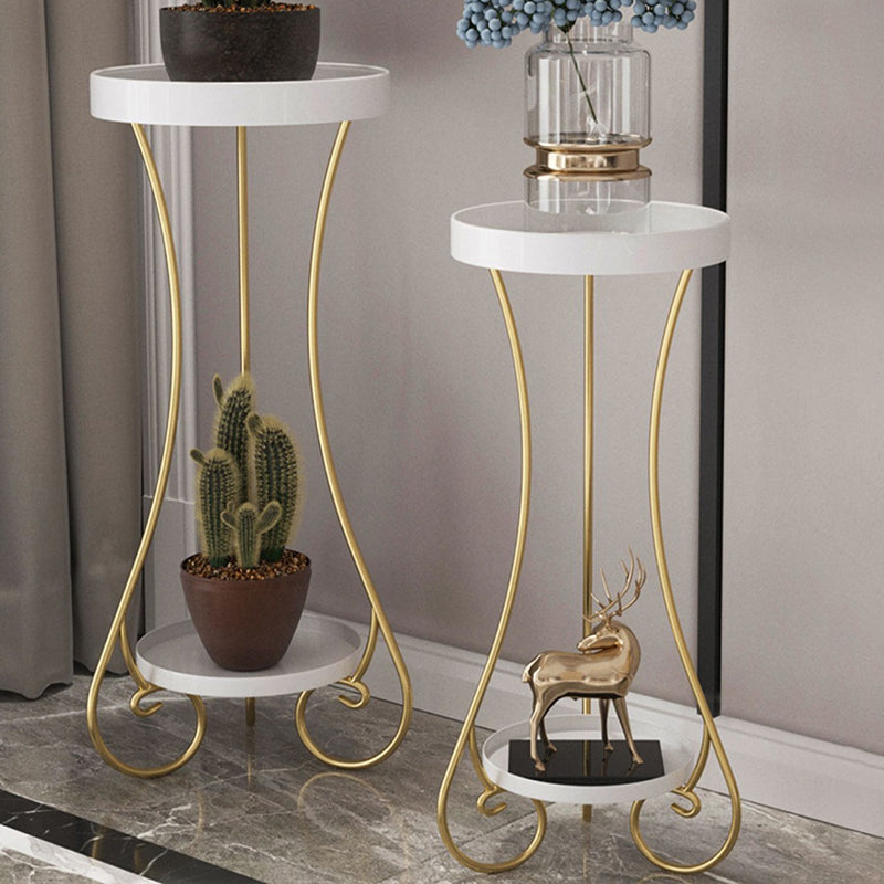 Iron Round 2-Tier End Table